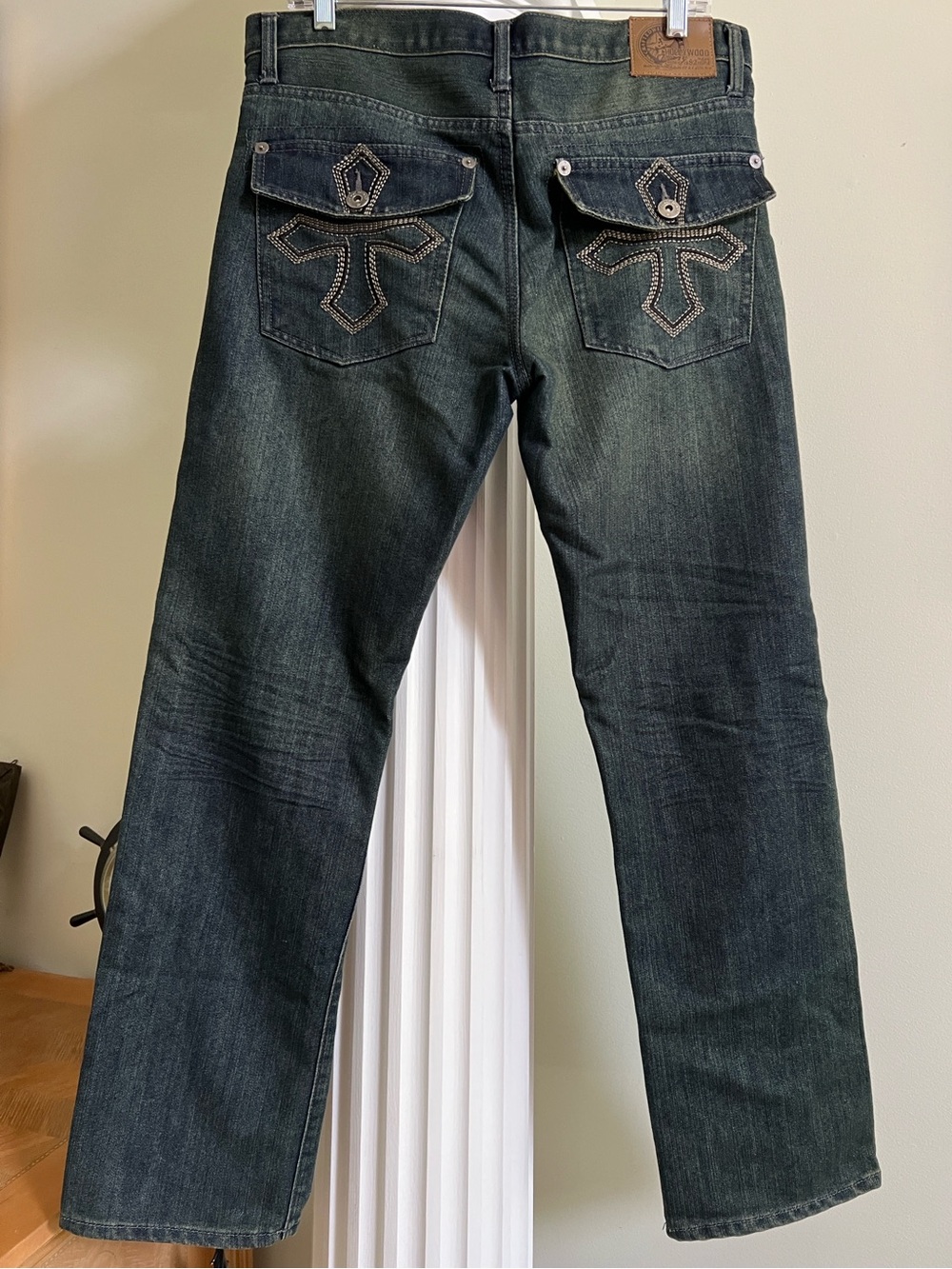 HOLLYWOOD The Jean People Medium Wash Low Boot Blue Jeans Men's (34 X 32) Y2K